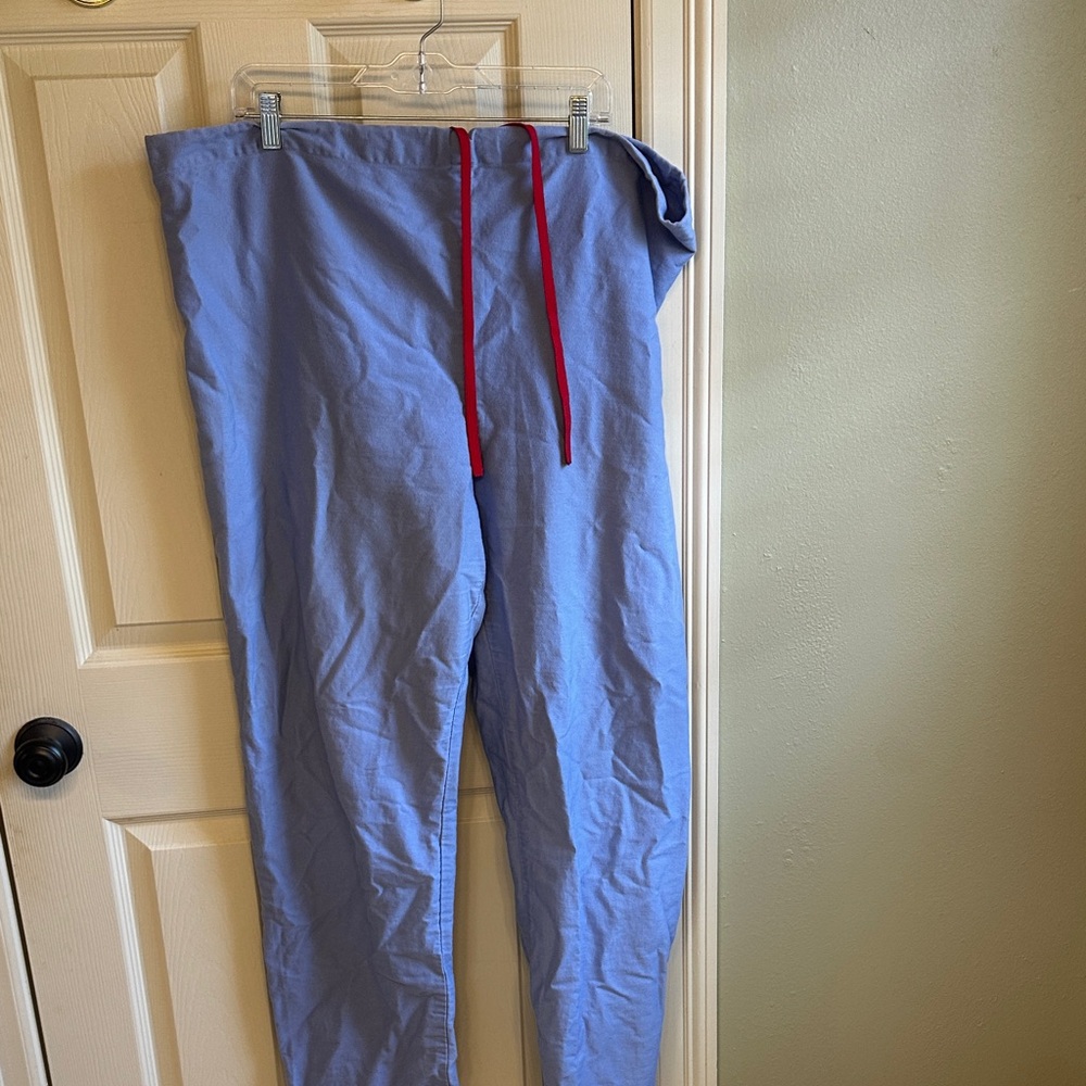 Men's Blue scrub Pants with Red Drawstring